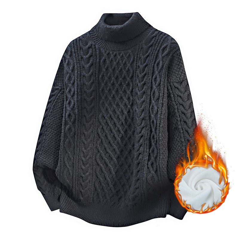 Explosiones transfronterizas de tamaño europeo de gran tamaño de cuello alto este año de vida suéter de Navidad rojo para hombres fábrica de camisetas de punto al por mayor