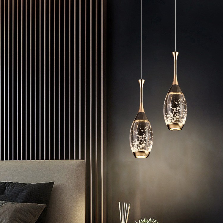 Dormitorio Crystal Luxury Premium 2024 lámpara dormitorio principal bar simple pequeño cabina de suspensión ligera lámpara de suspensión moderna elevación cabezal de cama