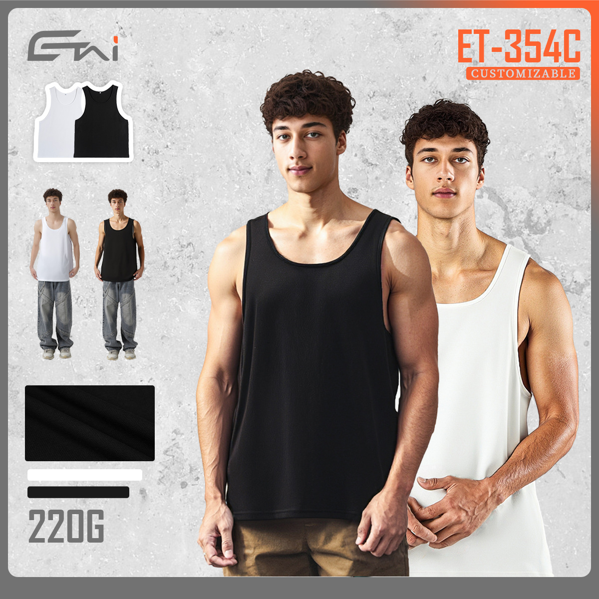 ETAI ropa de hombre de verano ligera y transpirable chaleco de algodón deportivo para hombre suelto fitness casual alta elástica sudor absorción blusa
