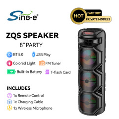 SING-E ZQS-8301 3 8inch ワイヤレス Bluetooth スピーカー マイク付きリモコン屋外 Bluetooth オーディオ