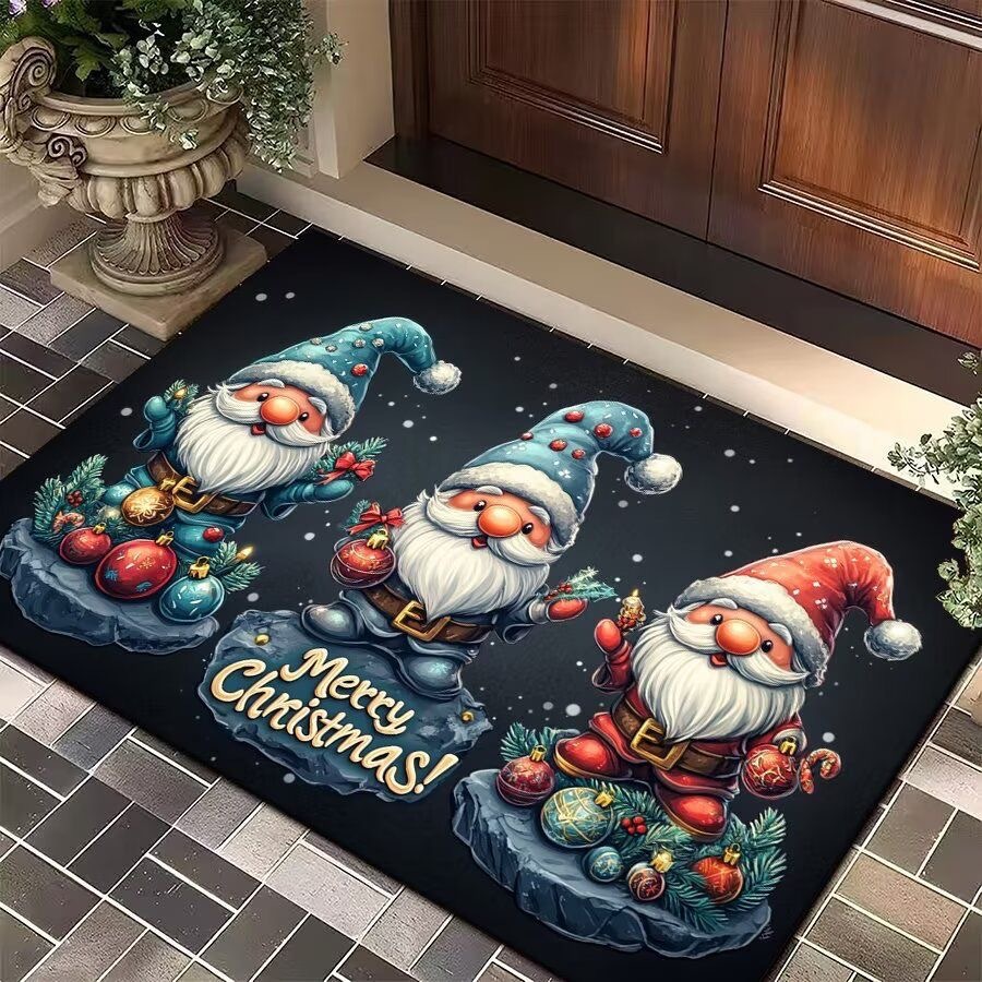 Nuevas alfombras de Navidad transfronterizas puerta de entrada alfombra decoración de interiores sala de estar Santa Claus alfombra puerta de entrada roja