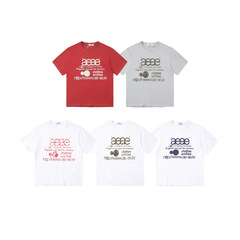 韓国ニッチaeae25夏ロゴウェブロゴレタードロップショルダーラウンドネックルーズカジュアル半袖Tシャツ
