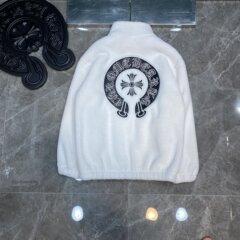 25 新しい ChromeHeartsCH クロムハーツ冬ラムウール馬蹄刺繍ファッションデザインカーディガンジャケット