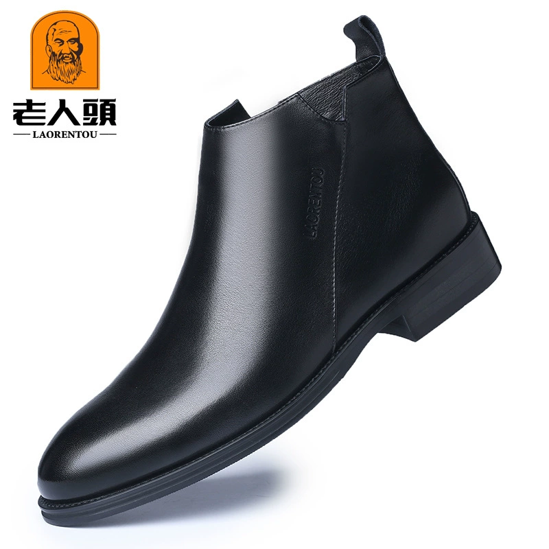 Мужские зимние ботинки из хлопчатобумажной ткани, новые, на толстой подошве, теплые, из коровьей кожи, нескользящие, износостойкие, мужские кожаные ботинки из хлопчатобумажной ткани 210810