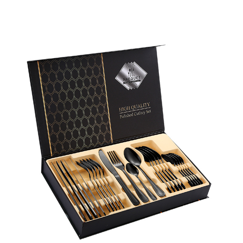 Productos de comercio electrónico transfronterizos cubiertos de acero inoxidable 24 piezas de cuchillo de filete de cuchara de cuchillo de cuchara de cuchillo de cuchillo