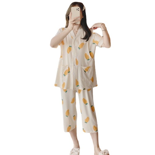 Maternity Sleepwear Short Sleeve Sweet Set Modal Postpartum Wear Summer Maternity Clothing Summer Postpartum Nursing Clothes Wholesale