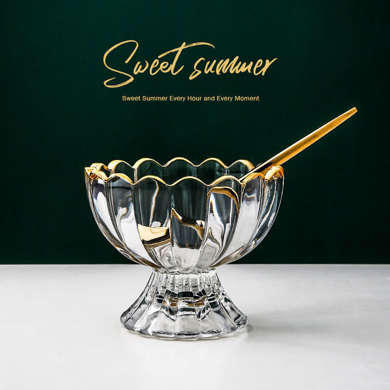 Creative Thickened Lead-Free Glass Ice Cream Cup Juice Salad Fruit Dessert Bowl Milkshake Milk Tea Ice Cream Bowl