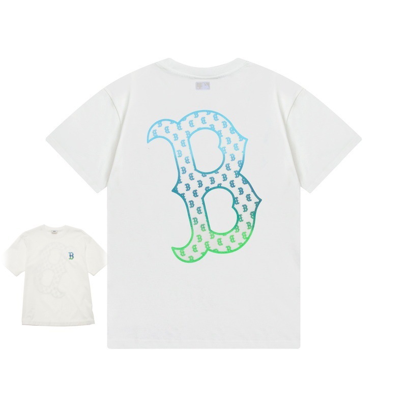 クロスボーダー MLB&NY ベーシックプリント高品質レディース T メンズ半袖コレクション共同ブランドの純綿通気性ボトリングシャツ|undefined