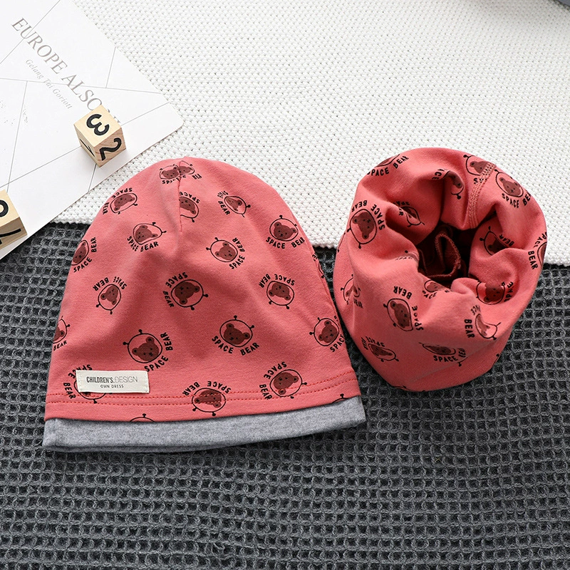 Demi-season kids' cotton set with scarf in Korean style, 2-8y, 48-54cm, multi-color options