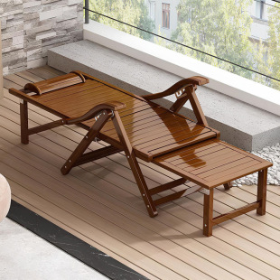 Reclining Folding Lounge Chair for Adults, Suitable for Balcony, Home Use, Leisure, Lazy Napping, Office, Outdoor Portable, Trendy Bamboo Chair