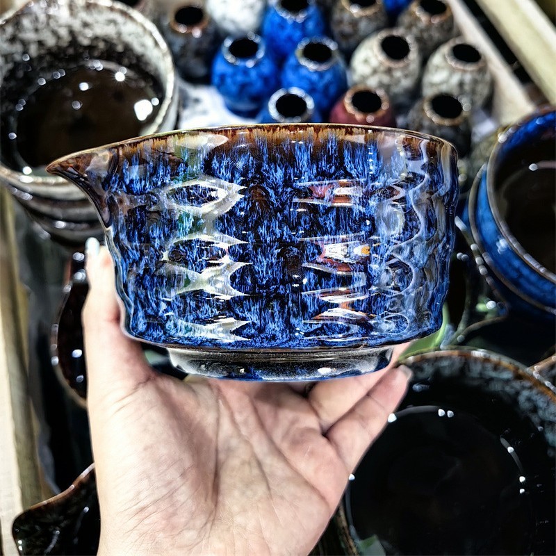 国境を越えた陶器窯で作られた注ぎ口付き抹茶茶碗、手作り茶碗、日本茶道、宋代のねじ込み茶碗|undefined