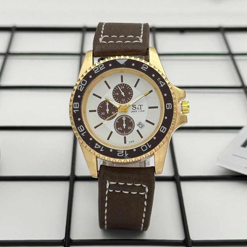 国境を越えた外国貿易新しいファッションビジネストレンドメンズ腕時計カレンダーカジュアル三眼学生クォーツ時計メンズ卸売