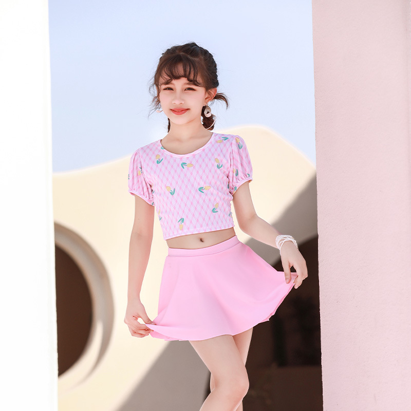 Nuevo traje de baño para niños, vestido de princesa de moda de dos piezas dividido para niñas