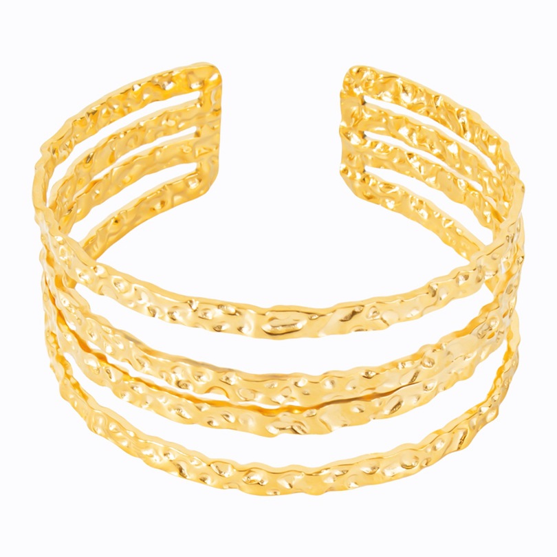 Vacuum Plating Gold Plating Process Simple Style Solid Color 304 Stainless Steel 18K Gold Plated Bangle In Bulk