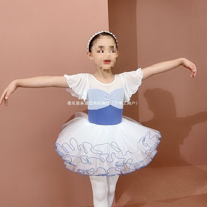 Танцевальная одежда для детей, летнее балетное боди для девочек с короткими рукавами, скрытыми пуговицами и открытой промежностью, трико из чистого хлопка для балета для девочек.