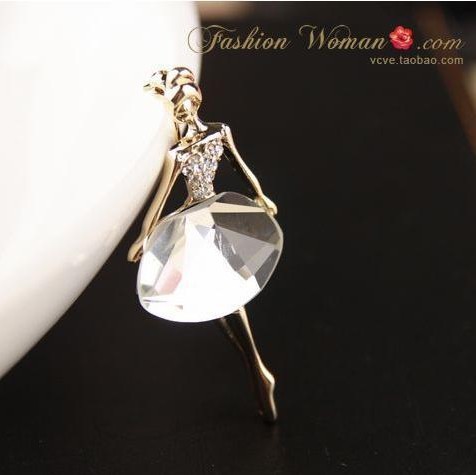 F004 Japanese and Korean hot selling jewelry wholesale beautiful princess ballerina girl temperament big gemstone brooch pin