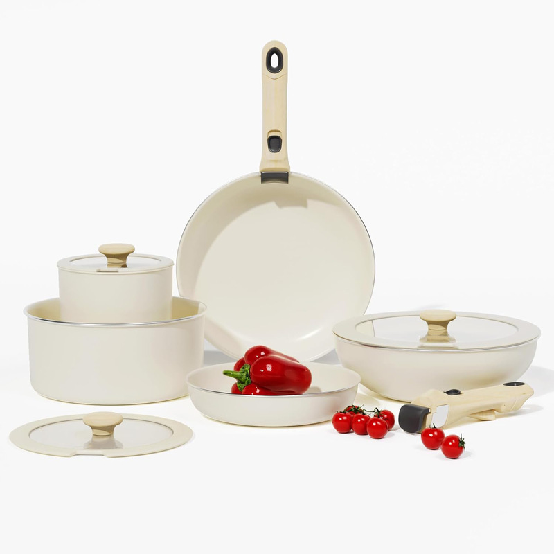Available in Various Colors, Healthy Aluminum Alloy Cookware Set, Non-Stick Frying Pan, Detachable Handle, Easy to Clean, Cooking and Storage Available in Various Colors, Healthy Aluminum Alloy Cookware Set, Non-Stick Frying Pan, Detachable Handle, Easy to Clean, Cooking and Storage
