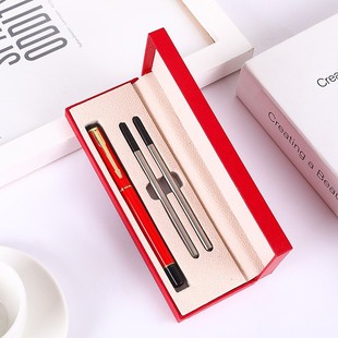 Red Metal Signature Pen Set with Corporate Logo Business Teacher's Day Gift Pen Office Writing Gel Pen