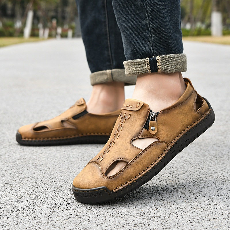 Dép sandal nam bít mũi thoáng khí chống trượt, cỡ lớn đi biển — T2518 trắng, T2518 vàng, T2518 xanh, T2518 đen chi tiết 11