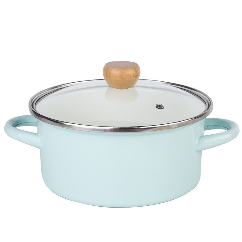 Japanese Enamel Pot Double-Handle Frying Pan Soup Pot Iron Pot Soup Pot Medicine Pot Noodle Pot Stew Chicken Soup Gas Use