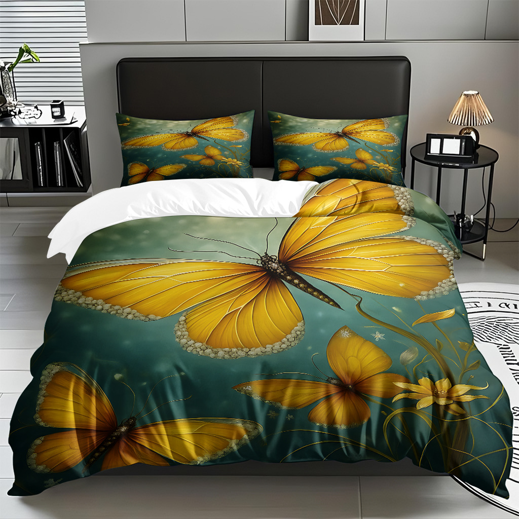 Su propia fábrica suministra directamente una variedad de colchas de impresión digital de mariposa. Comercio electrónico transfronterizo preferido para soportar el modo TEMU JIT.