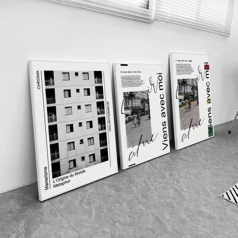 Bauhaus Classic Black and White Architectural Photography Poster Decorative Painting Living Room Sofa Background Wall Hanging Painting Core