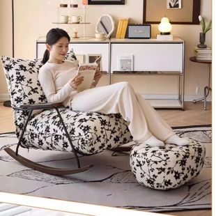 French-Style Retro Light Luxury Single Recliner Rocking Chair for Home Living Room Balcony Sofa Leisure Chair Lazy Rocking Chair
