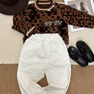 秋冬 新款 韩版男女童经典满印logo羊毛针织套头毛衣3062