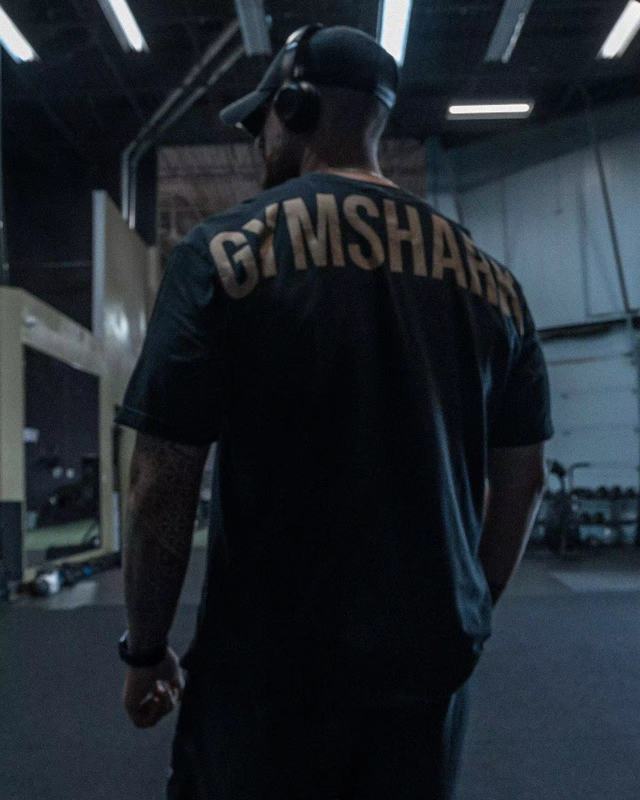 2025クロスボーダー漫画トレンドホットスタイルハンサムGYMSHAPKプリント半袖Tシャツ夏のトレンドブランドラウンドネックトップ|undefined