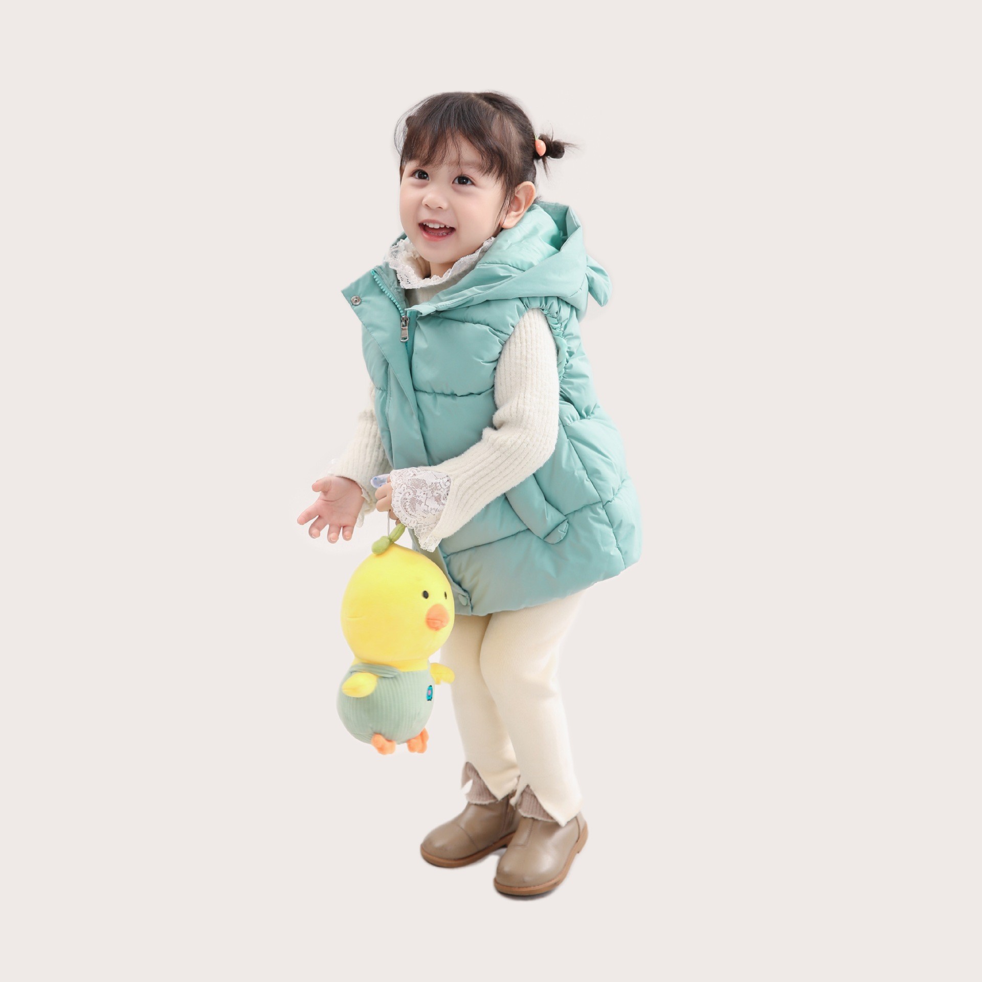 Chaleco con capucha y orejas para niños, acolchado, otoño/invierno