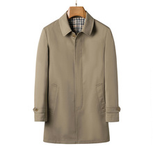 春季新款男士风衣外套全棉免烫翻领中长款高级感通勤商务休闲大衣