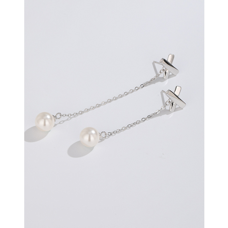 Pendientes de perlas de borla de plata esterlina 925 pendientes 2023 nuevo Super temperamento de hadas pendientes asimétricos de alta calidad para las mujeres