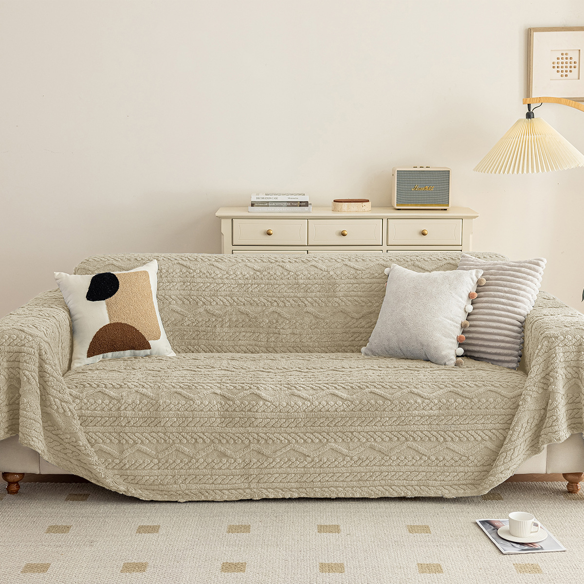 Toalla de sofá de terciopelo de algodón Shu de doble cara transfronteriza, lujo ligero, sensación de alta calidad, cubierta completa de otoño e invierno, felpa anti-gato, tela de la cubierta del sofá