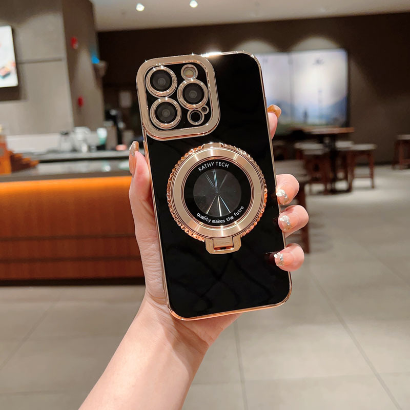 Aplicable para el ojo de charme puro galvanizado 16 diamantes 360 ° rotación magnética iphone17promax / 15