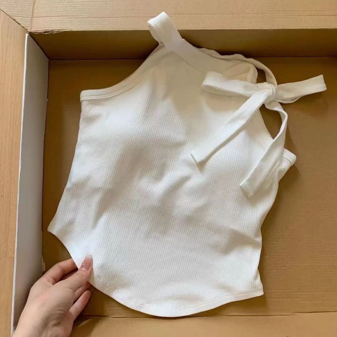 Girls' Summer Vest Sling Baby Stylish Children's Personality Trendy Brand Korean Solid Color Neck Strap Short Outer Wear