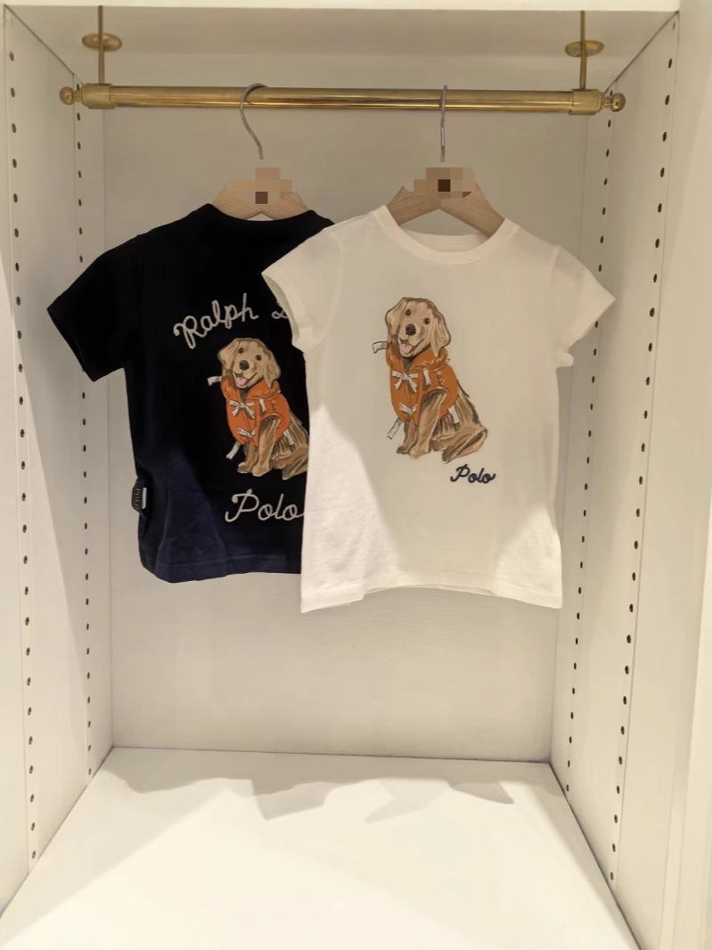 Ralph New 2025 Two-color Bow Embroidered Puppy T-shirt Parent-child Short-sleeved