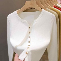 针织开衫女2025新款春秋外穿气质领单排扣毛衣外套短款长袖上衣