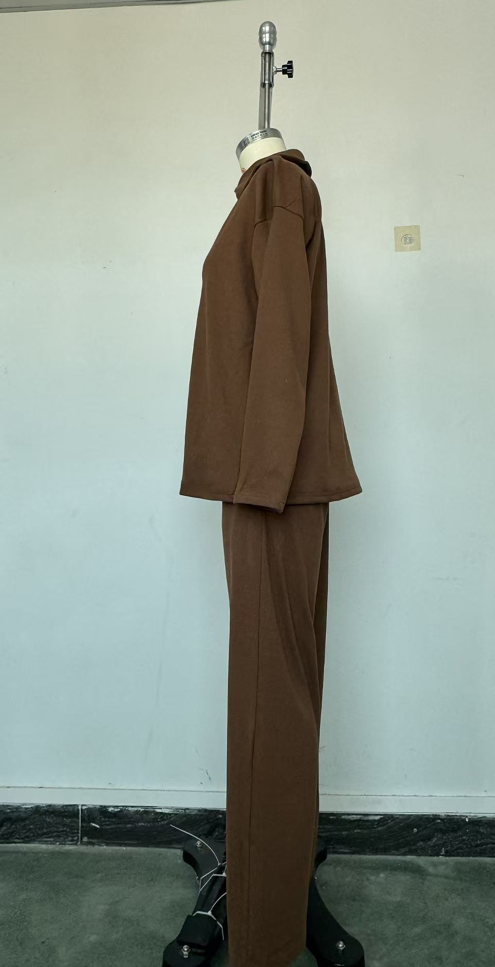 Damen Zweiteiler Set Mit Polo-kragen Pullover Und Hose Modisch_voghion.com