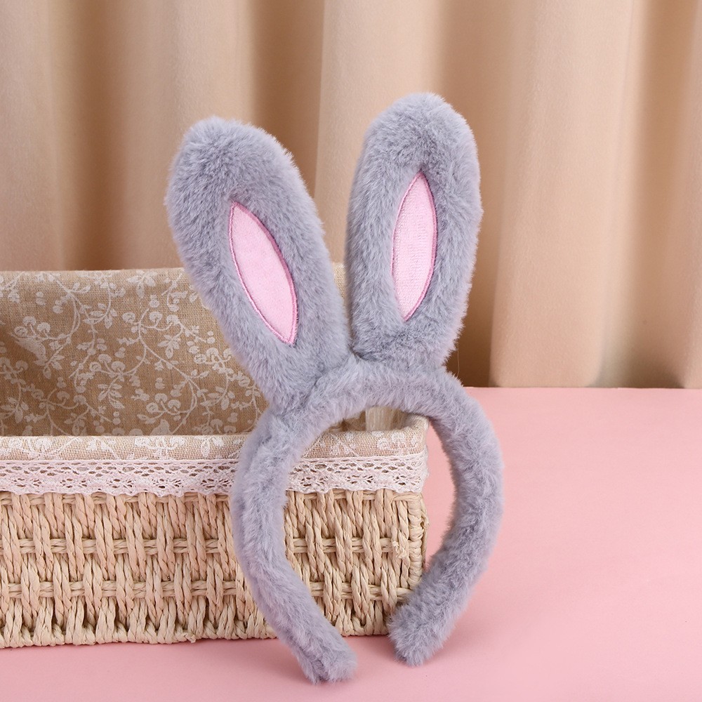 Nueva Diadema de Orejas de Conejo con Flores de Fresa, Linda Diadema de Felpa de Dibujos Animados, Diadema Dulce de Celebridad de Internet, Pinza para el Cabello para Lavarse la Cara image 9