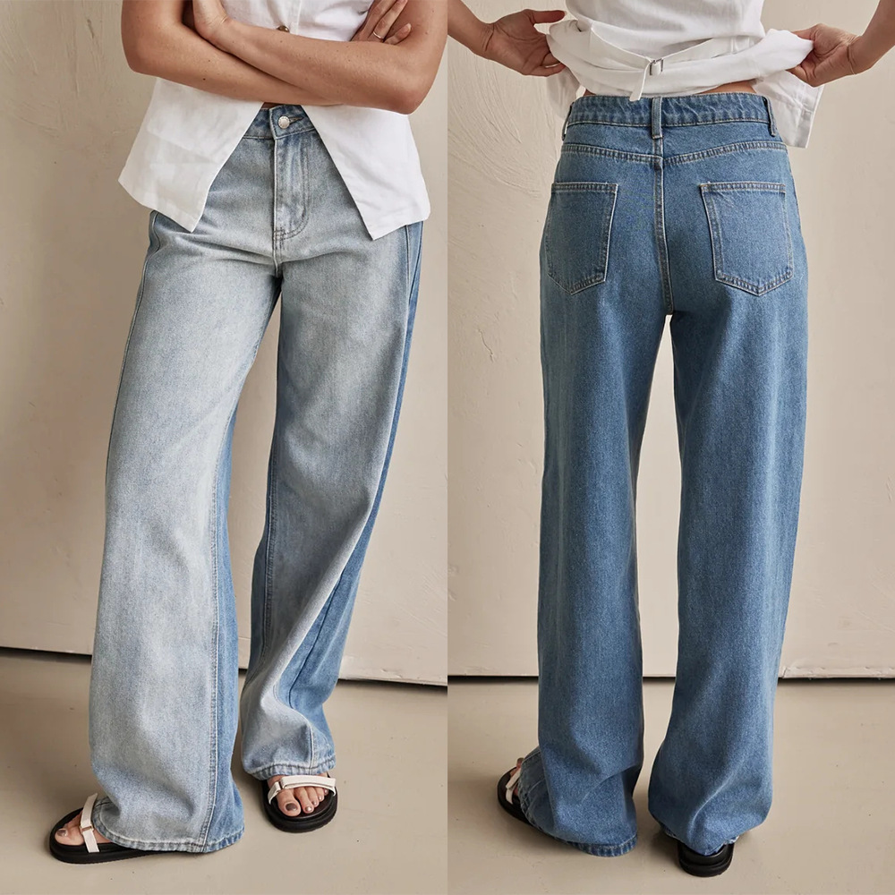 Women's 2025 New European And American Style Trendy Wide-Leg Pants Fashionable Street Washed Distressed Jeans 8932_ecoleips.com