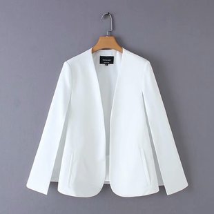 Amazon cross-border foreign trade supply spring 2024 new European and American style split design suit cape coat
