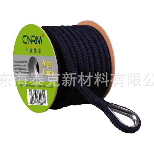厂家供应出口高强涤纶双编带不锈钢套环锁扣dockline海事码头绳