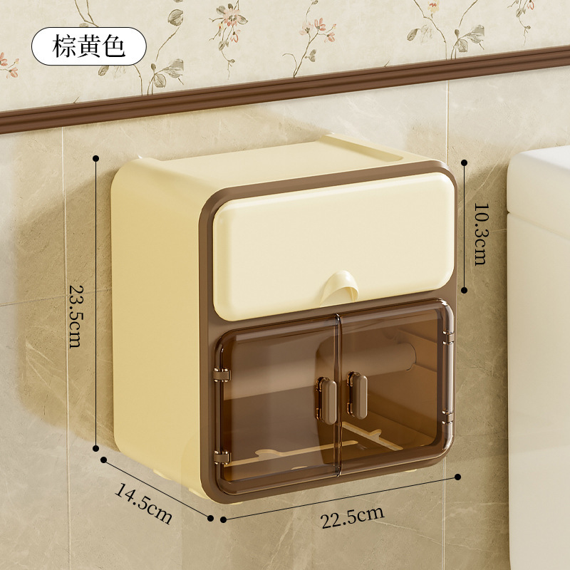 Caja de pañuelos de papel colgada en la pared de leche sin perforación, papel de extracción, estante impermeable, caja de pañuelos de papel colgada en la pared del baño