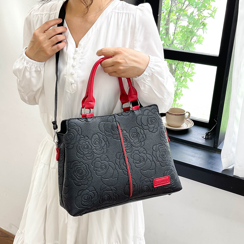 2024 new cross-border handbag, a large-capacity single-shoulder cross-border bestseller with soft leather embossed single-shoulder for women undefined