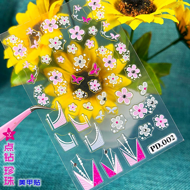 Легкая роскошь 5D Diamond жемчужная гримаса клоун ногтей наклейка Хэллоуин паук маленький цветок стразы гвоздь наклейка