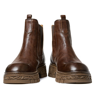 Men's Chelsea Boots Trendy Vintage Wind Rear Zipper Leather Thick Bottom Short Boots 2023 New Top Layer Cowhide Boots