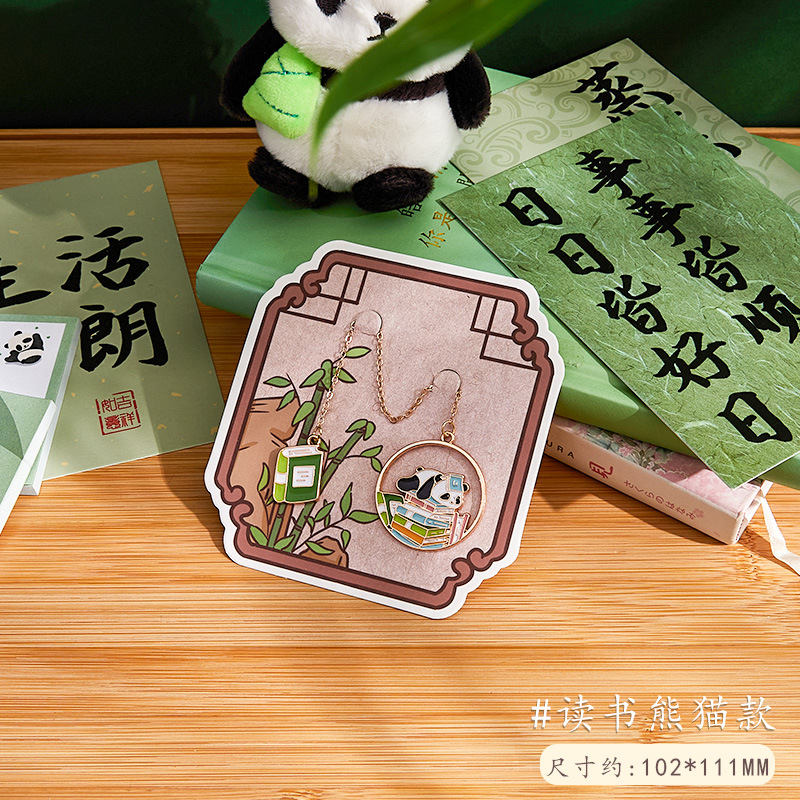 Lindo Panda aleación de zinc marcador caja de regalo lindo exquisito chica corazón creativo marcador estudiante lectura libro página clip