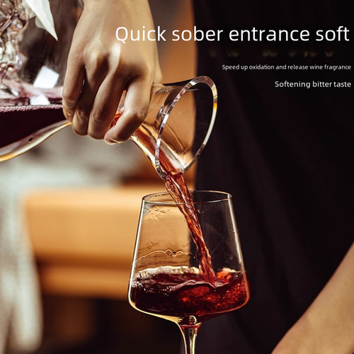 High-end Lead-Free Crystal Iceberg Red Wine Decanter Quick Wine Pourer Red Wine Glass Set for Home European Style
