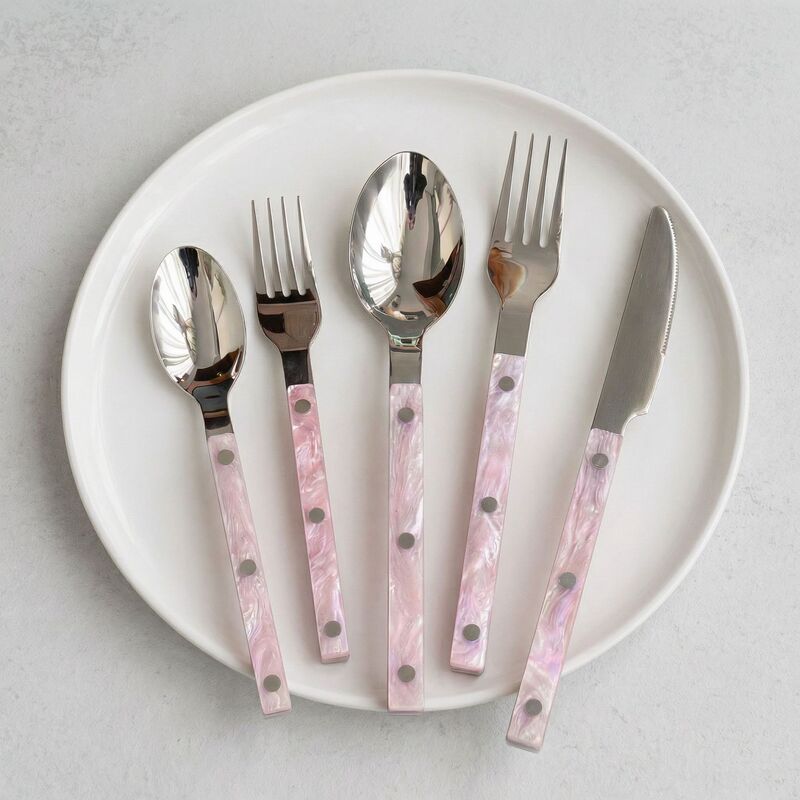 W Light Luxury Bistro 304 Stainless Steel Knife and Fork Set Mother-Of-Pearl Powder Steak Knife, Fork and Spoon Ins Dessert Spoon and Fork W Light Luxury Bistro 304 Stainless Steel Knife and Fork Set Mother-Of-Pearl Powder Steak Knife, Fork and Spoon Ins Dessert Spoon and Fork