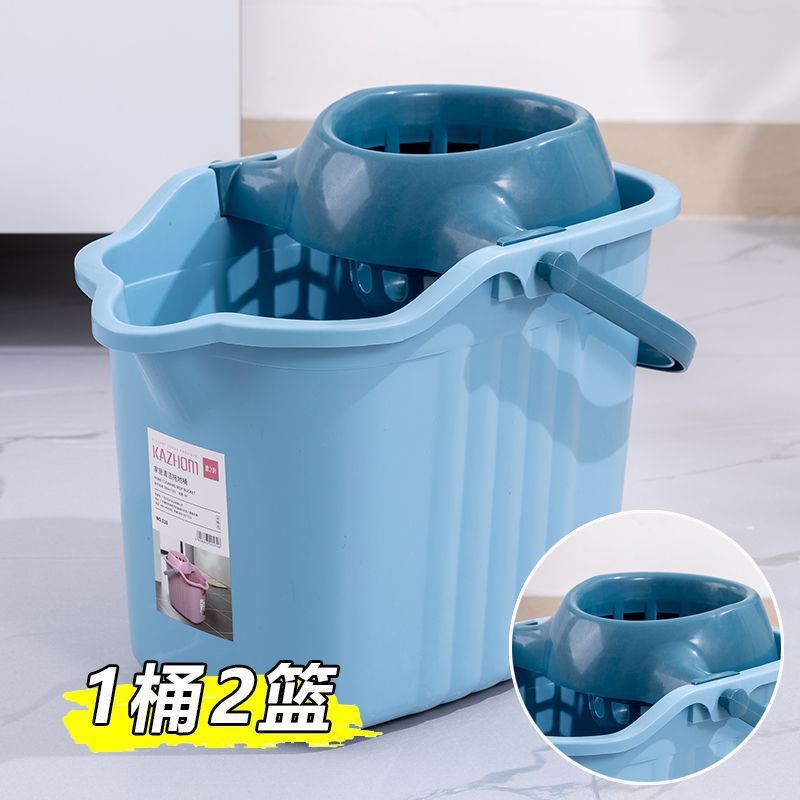 加厚大号带轮子拖地拖把桶塑料手提挤水桶懒人免水洗神器|undefined